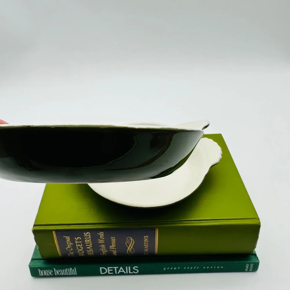 Hall China 433 Vintage Hunter Green Individual Shirred Egg Baker Dishes Set of 2